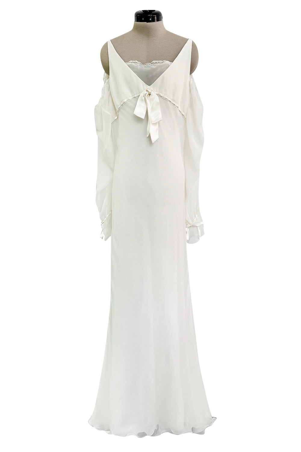 Prettiest 2000s Blumarine Sposa Ivory Chiffon Wedding Dress w Attached Shrimpton Couture Prettiest 2000s Blumarine Sposa Ivory Chiffon Wedding Dress w Attached Shrimpton Couture