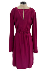 Chic Early 2000s Chloe Deep Burgundy Merlot Coloured Simple Silk Shift Dress w Ties