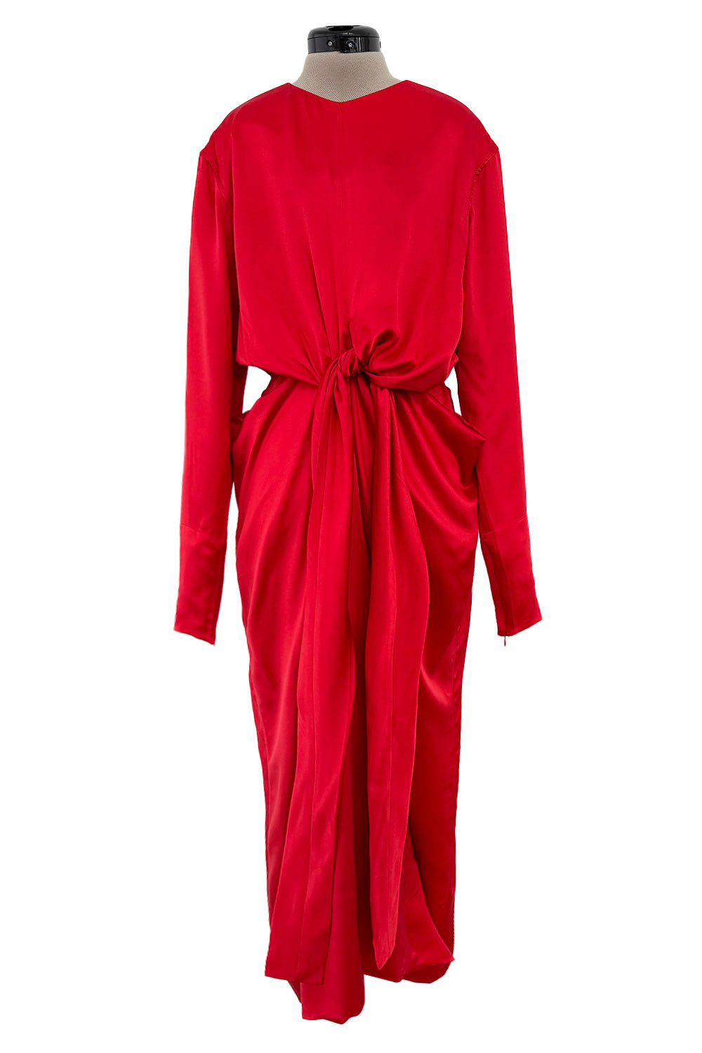 Pre-Fall 2017 Celine by Phoebe Philo Red Silk Dress w Front 