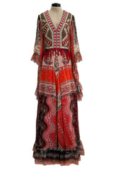 Spring 2020 Etro by Veronica Etro Runway Look 29 Printed Silk Chiffon Dress w Beaded & Embroidered Bodice