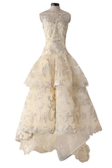 Dreamy Pre-Fall 2015 Oscar de la Renta Look 36 Metallic Gold Applique & Ivory Net Dress