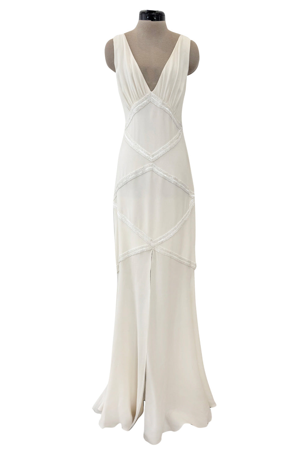 silk dress bias cut Gorgeous 2000s Valentino Bias Cut Ivory Silk Dress Dress w Beading Det –  Shrimpton Couture