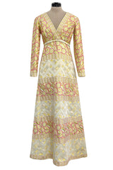 Wonderful 1960s Malcolm Starr by Elinor Simmons Pink Detailed Metallic Brocade Dress