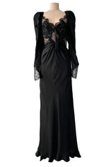 Prettiest Fall 2019 Alessandra Rich Black Version of Runway Look 46 Bias Cut Silk & Sequin Lace Dress