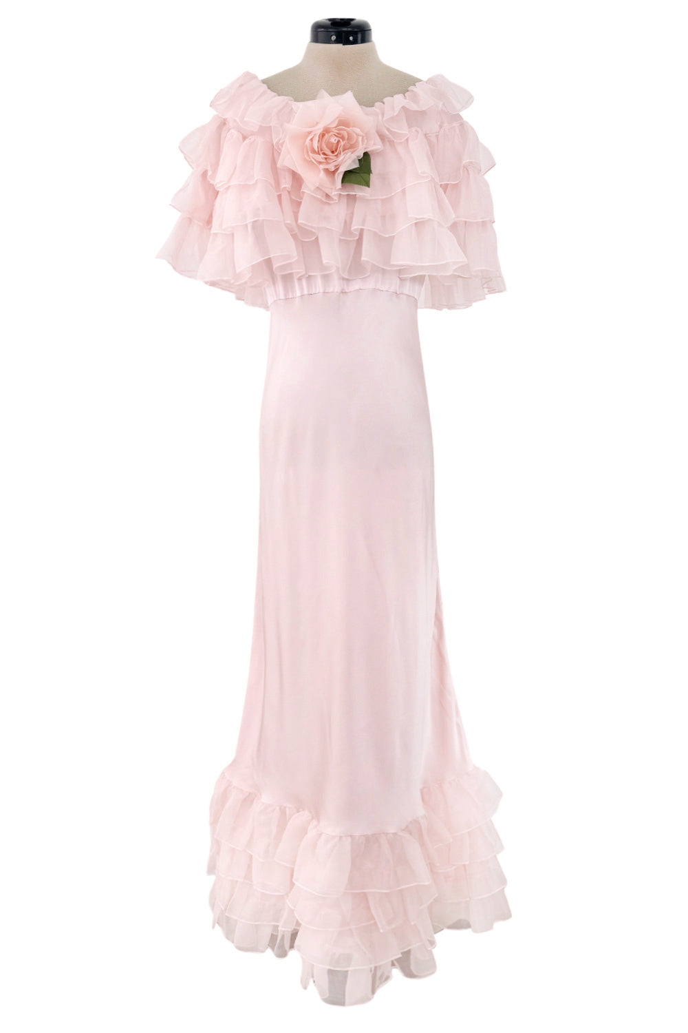 Prettiest Fall 2022 Rodarte Runway Look 9 Pink Silk Dress w Chiffon Ru   Shrimpton Couture