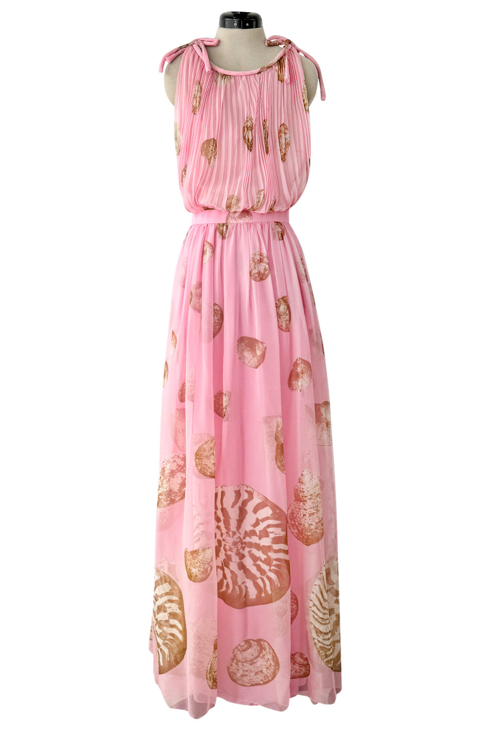 Romantic Spring 1974 Valentino Documented Pink Silk Chiffon Dress w th   Shrimpton Couture