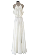 Spring 2012 Ralph Lauren Purple Label Runway Look 53 Backless Ivory Jersey Dress w Pearl Belt