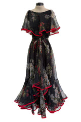 Prettiest Spring 2022 Valentino by Pierpaolo Piccioli Runway Look 88 Recreation of 1971 Dress in Floral Silk Chiffon