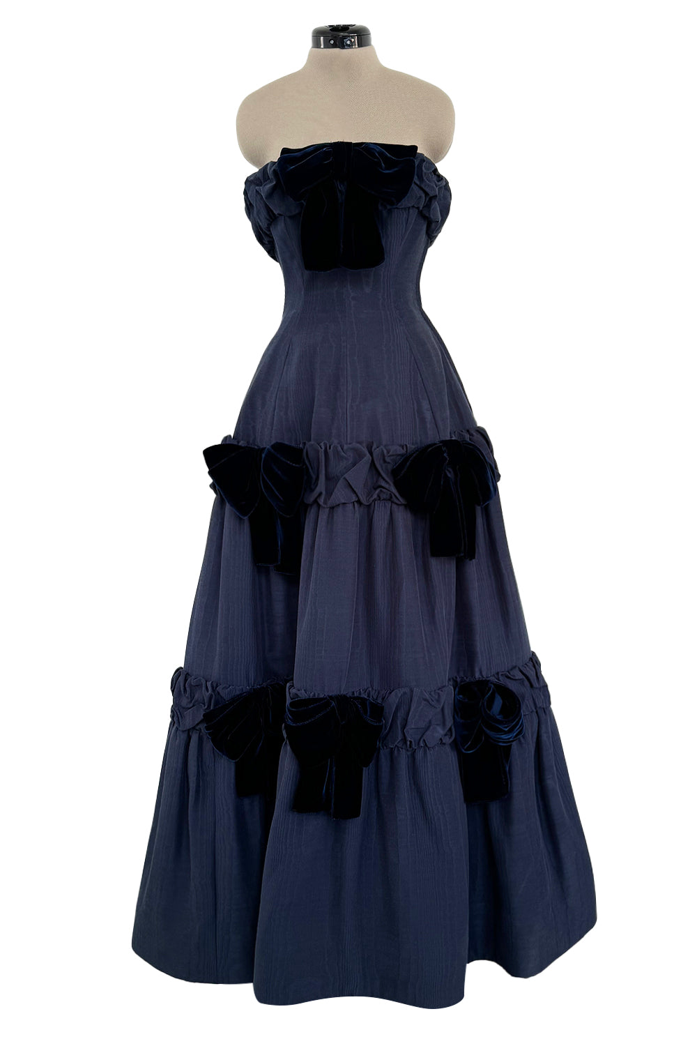 Incredible 1980s Hubert de Givenchy Haute Couture Strapless Blue