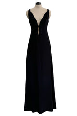 Fall 2012 Valentino by Pierpaolo Piccioli & Maria Grazia Chiuri Black Silk Dress w Front Plunge