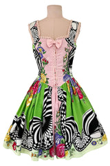 Dreamiest Spring 1992 Gianni Versace Versus Documented Pink Bow Detailed & Floral Print Dress