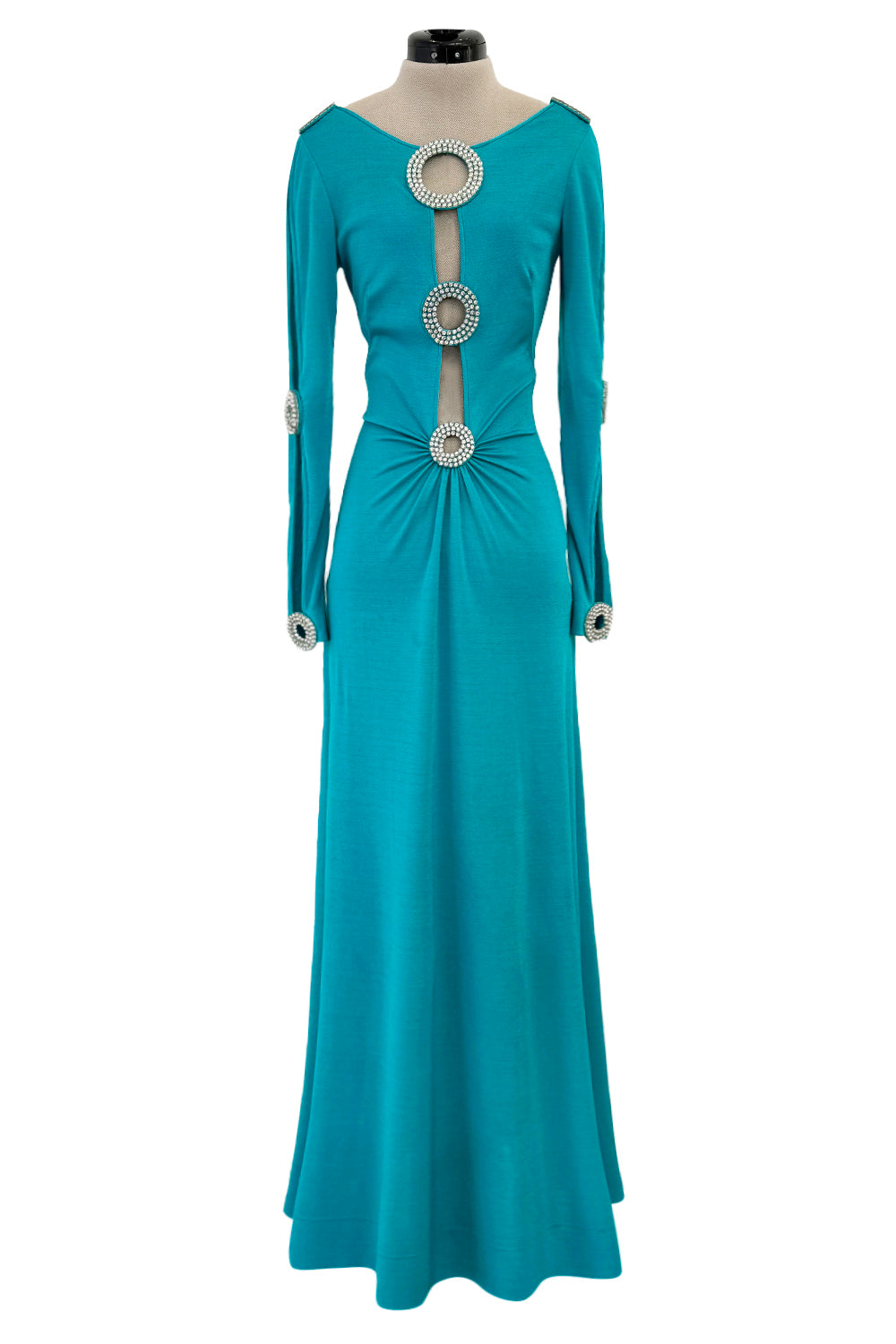 Loris Azzaro 1971 Documented Blue & Silver Lame Knit & Metal