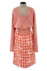 Phenomenal Spring 2001 Chanel by Karl Lagerfeld Runway Cashmere & Sequin Top & Skirt Set