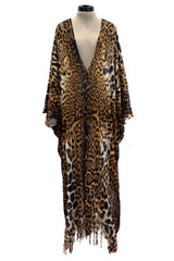 Spring 2002 Yves Saint Laurent by Tom Ford Runway Look 39 Leopard Fringe Silk Knit Caftan