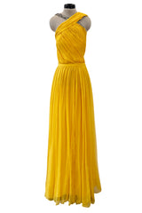 Spring 2009 John Galliano Deep Yellow Silk Chiffon Dress w Rhinestone Detailing