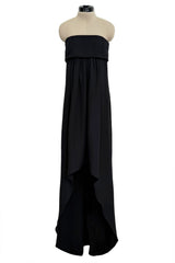 Spring 2013 Saint Laurent by Hedi Slimane Strapless Black Silk Dress w Scooped Front Hem