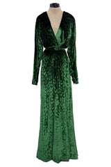 Beautiful Fall 2012 Gucci by Frida Giannini Runway Look 35 Deep Green Velvet Dress w Leopard Pattern