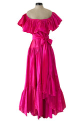 Dreamy Spring 1980 Yves Saint Laurent Runway Feather Light Iridescent Pink Silk Dress