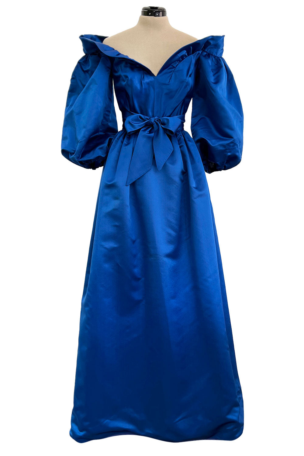 Wonderful 1980s Dan Werle Brillant Blue Silk Dress w Ruffled Off Shoul –  Shrimpton Couture