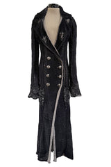 Fantastic Fall 2006 John Galliano Charcoal & Grey Knit Sweater Coat w Metal Buttons