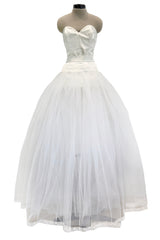 1993 Dolce & Gabbana Three Piece White Silk & Tulle Wedding Dress Overskirt & Veil Full Set