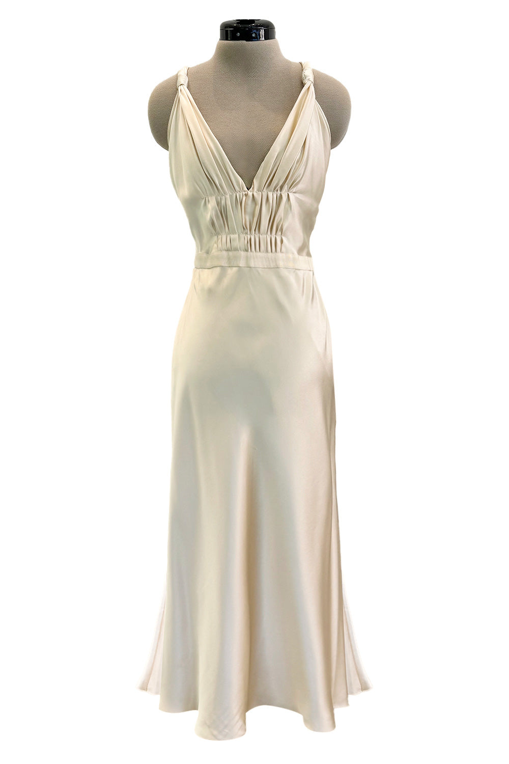Gorgeous Fall 2000 Prada Backless Ivory Bias Cut Silk Dress w Front Ga Shrimpton Couture Gorgeous Fall 2000 Prada Backless Ivory Bias Cut Silk Dress w Front Ga Shrimpton Couture