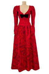 Stunning Fall 1994 Givenchy Haute Couture Original Runway Sample Dress w Front Black Bow