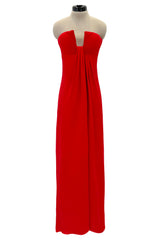 Spring 2000 Valentino Strapless Red Silk Crepe Dress Re-issue of the 1965 Couture Original