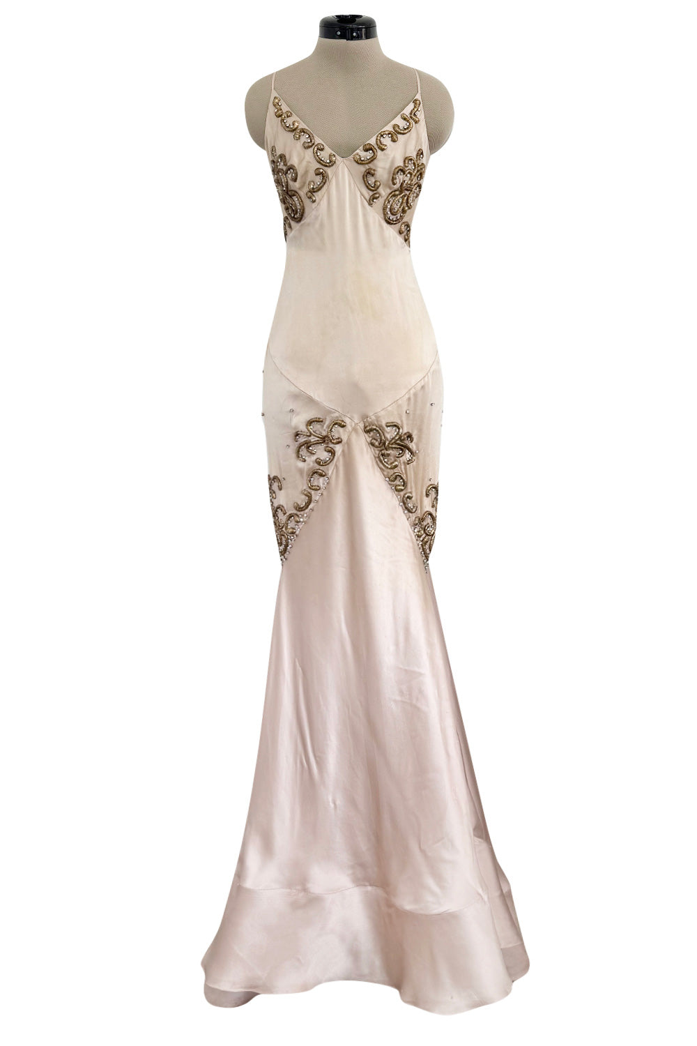 Dreamy 2004 Roberto Cavalli Pale Pink & Copper / Gold Wire Embellished Shrimpton Couture Dreamy 2004 Roberto Cavalli Pale Pink & Copper / Gold Wire Embellished Shrimpton Couture