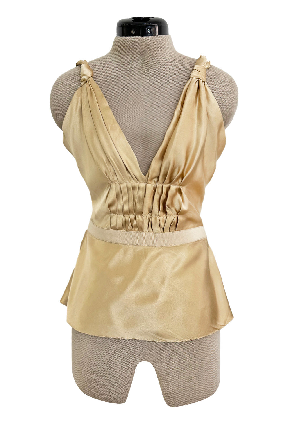 Prettiest Fall 2000 Prada Gold Toned Backless Silk Camisole Top w