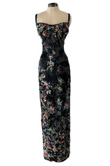 Exquisite 1950s Unlabeled Hand Made Couture Heavily Sequinned & Beaded Strapless Burlesque or Showgirl Dress