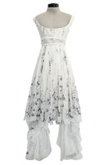 Fall 2003 Alexander McQueen 'Scanners" Runway Look 55 Silk Dress w Silver Sequins & Hand Embroidery