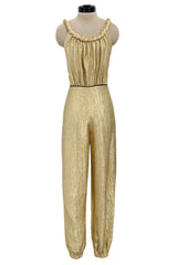 Amazing 2021 Fendi by Kim Jones Holiday Collection & Ad Campaign Metallic Gold Lurex Jumpsuit