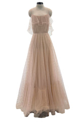 Fall 2016 Valentino by Pierpaolo Piccioli Nude Pink Net Dress w Scattered Silver Sequin & Beads