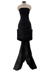 Spring 1987 Yves Saint Laurent Runway Mini Dress w Floor Length Back Bow