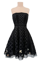 Prettiest 2010s Christian Dior by John Galliano Strapless Dress w Embroidered Flowers & Ribbon