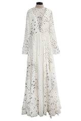 Spectacular Spring 2017 Valentino by Pierpaolo Piccioli Runway Look 52 Zandra Rhodes Print White Silk Chiffon Dress