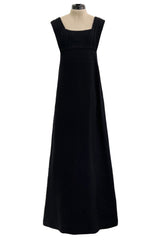 Minimalist c. 1964 James Galanos Superb Detailed Square Neckline Long Sheath Dress