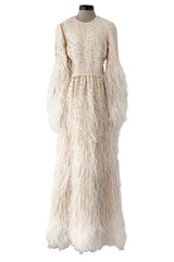 Extraordinary Resort 2020 Valentino by Pierpaolo Piccioli Ivory Silk Beaded Feather Dress