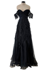 Spring 2004 Valentino by the Original Mr. Valentino Black Pleated Bodice & Ruffle Skirt Dress