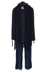 Ad Campaign Spring 2016 Giorgio Armani Runway Look 29 Three Piece Navy Top, Pant & Neckpiece Set