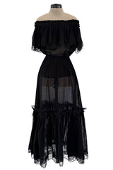 Spring 1977 Yves Saint Laurent 'Spanish Collection' Off-Shoulder Black Top & Skirt Set