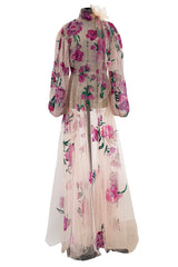 Dreamy Pre-Fall 2020 Valentino by Pierpaolo Piccioli Look 45 Pink Sequin Floral Net Dress