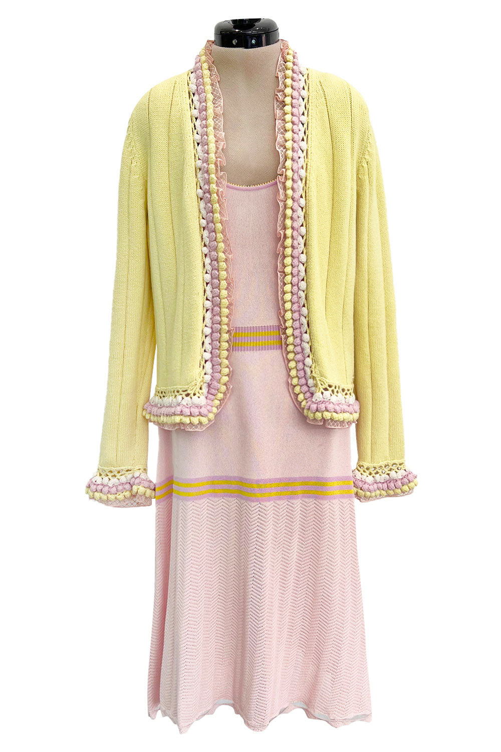 Dreamy Cruise 2004 Chanel by Karl Lagerfeld Pale Pink Knit Dress