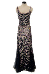 Dreamy Cruise 2006 Chanel by Karl Lagerfeld Weightless Blue Silk Tulle Dress w Iridescent Sequins