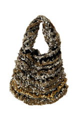 Hand Made to Order 1930s John-Fredericks Metallic Gold & Silver Woven Evening Bag w Sequin Detailing