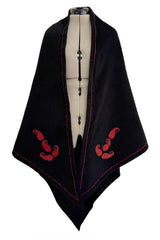 Rare Fall 1981 Christian Dior by Marc Bohan Haute Couture Wool Leather & Velvet Triangle Shawl
