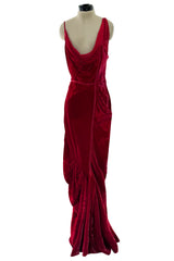 Fall 2006 Christian Dior by John Galliano Runway Look 41 Red Velvet Dress