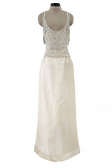 Extraordinary Spring 2001 Original Valentino Runway Look 73 Sequin Top & Ivory Silk Skirt Set