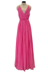 Resort 2008 Christian Dior by John Galliano Pink Silk Chiffon Plunge Dress